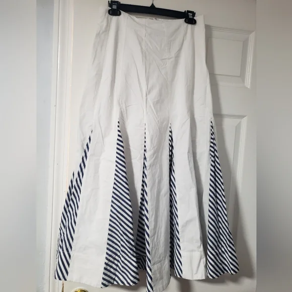 NWT Anthropologie Maeve Paneled Stripe Godet Midi Skirt  - Picture 2 of 4